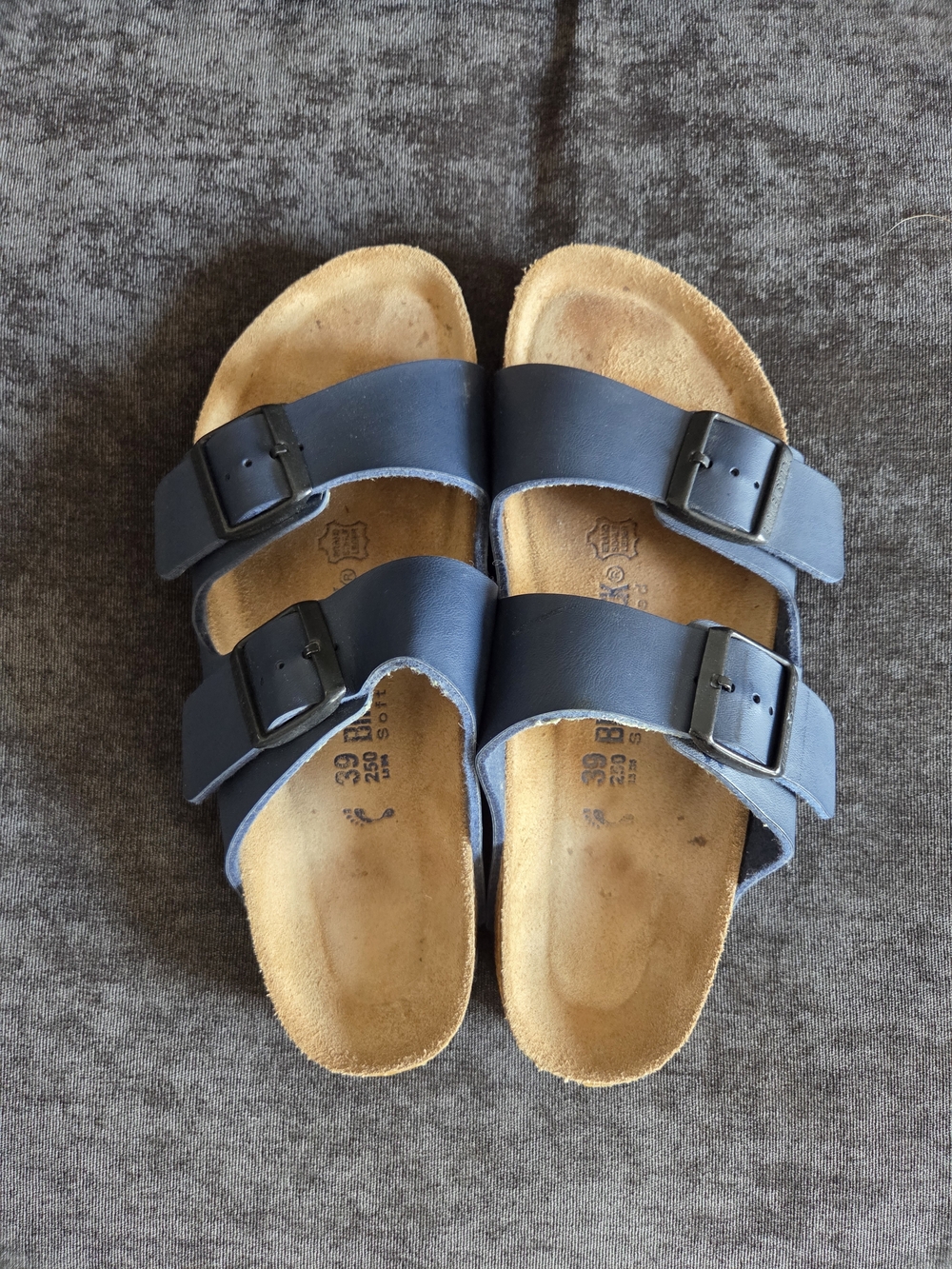 Birkenstock Arizona Leather Sandals in Navy Size 8 - Picture 2 of 9